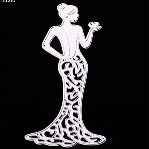 PANFELOU Easter Women dress Scrapbooking DIY album cards paper die metal craft stencils punch cuts dies cutting