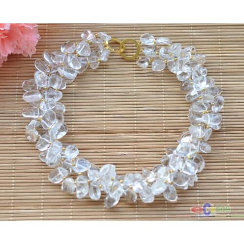 S1416 3row 17" 14mm clean massive crystal necklace