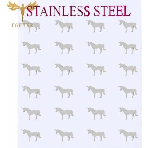 Cute Animal Earrings Horse Unicorn Stud Earrings Silver Stainless Steel Jewelry for Women Girl Gift