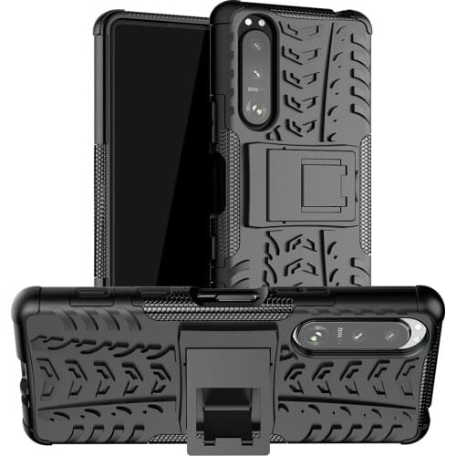 Heavy Duty Armor Shockproof Soft TPU with Hard PC Kickstand Case for Sony Xperia 1 5 10 III II