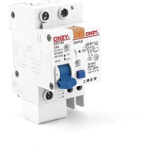 Lightning protection device DZ47LE 1P + N 63A 40A 32A 20A 16A Residual current ground leakage trip circuit breaker CB RCBO RCCB