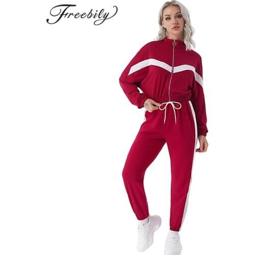 Spring Autumn Women Casual Sport Suit Tracksuit Long Sleeve Front Zipper Sweatshirt and Sweatpants Running Sets Workout Outfits