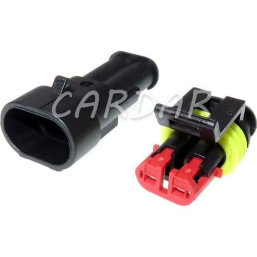 1 Set 2 Pin 282104-1 282080-2 AMP SuperSeal Waterproof Electrical Automotive Connector Wiring Socket For Cars