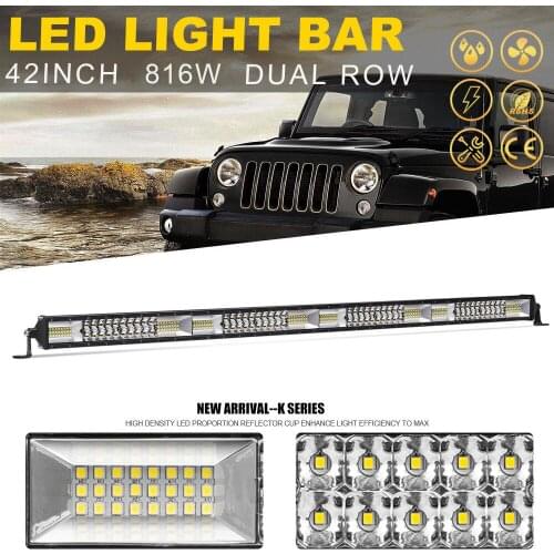 YNROAD 816w 40inch dual rows Led slim Light Bar offroad bar combo beam for truck boat Hunting Driving Offroad Light
