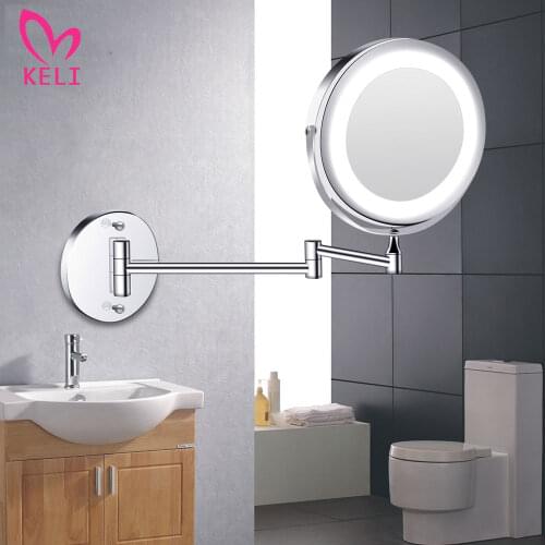 Led Makeup Mirror With Light Folding Wall Vanity Mirror 1x 10x Magnifying Double Sided Touch Bright Adjustable Bathroom Mirrors
