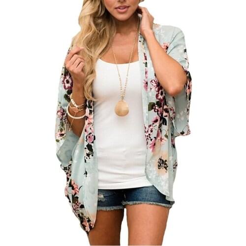 New Fashion Womens Loose Blouse Summer Boho Chiffon Shawl Kimono Cardigan Tops Blouses