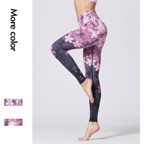 2020 Sakura Painting 3D Print Women Slim Skinny Fitness Leggings High Waist Capris Pant Quick-drying Workout Leggins Gym Pant