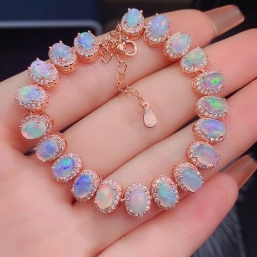 Gemstone bracelet for women 925 sterling silver Opal jewelry bracelet luxury Hiphop/Rock party Bracelets
