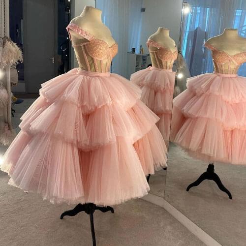 New Pink Beaded Prom Dresses 2021 Pleats Tulle Skirt Sweetheart Custom Made Women Ball Gown Evening Dress Celebrity Plus Size