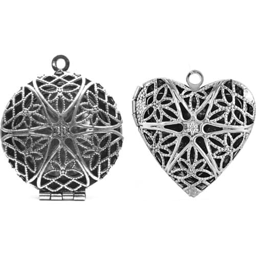 1Pc Multi-color DIY Jewelry Brass Hollow Photo Round Heart Essential Oil Diffuser Necklace Locket Pendants