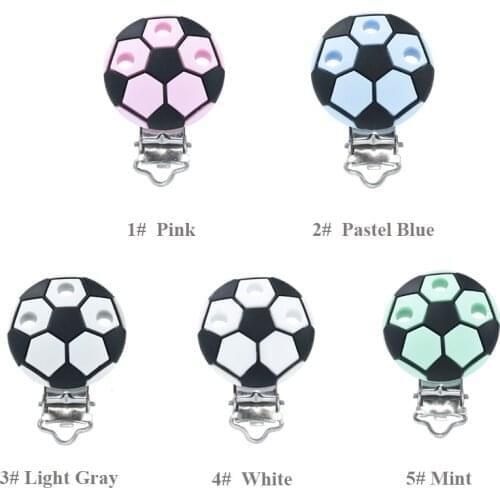 10pcs Baby Pacifer Clips round football Shape Perle Silicone Teether Clip DIY Baby Dummy Chain Nipple Holder rodent Nursing