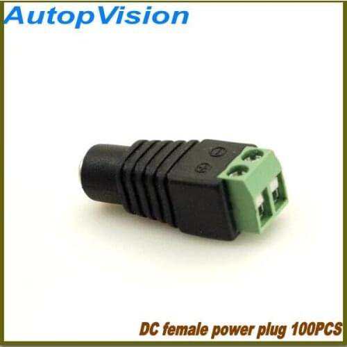 100Pcs/lot 5.5/2.1mm DC Female CCTV UTP Power Plug Adapter DC/AC 2 Cable Conncetor CCTV System