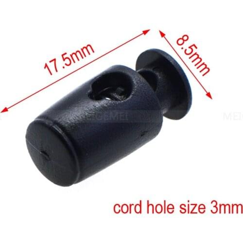 100pcs/pack Cord Lock Stopper Cylinder Barrel Plastic Black Toggle Clip For Garment Accessories/Bags/Shoe Lace