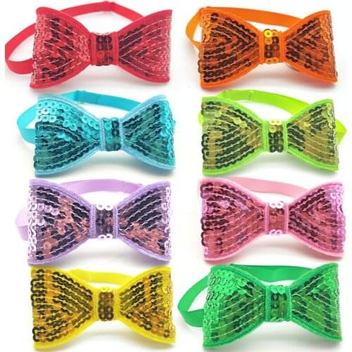 20/50 Pc New Sequin Dog Bow Ties Christmas Dog Grooming Product For Small Medium Dog Cat Bows Pet Supplies Accessories