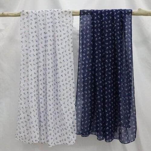 2020 Women Anchor Pattern Cotton Scarf 2Colors 10pcs/lot