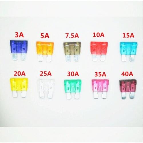 50PCS Auto Car Medium Straight Insertion Blade Car Fuse Assortment Kit 3/5/7.5/10/15/20/25/30/35/40A