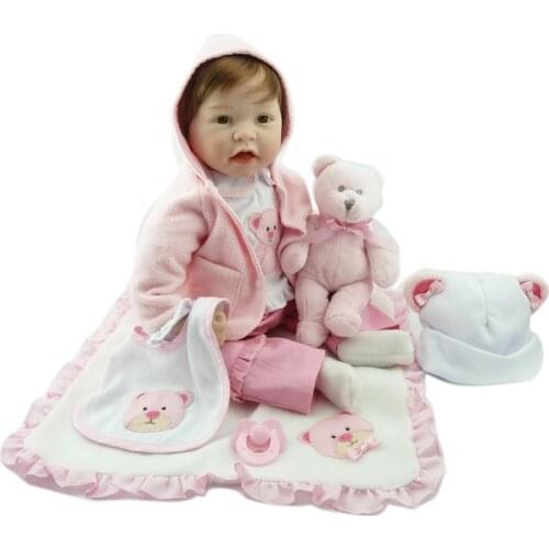 55cm Hot sale cheap dollar Victoria adorable Lifelike newborn Baby Bonecas Bebe kid toy girl soft silicone reborn baby dolls