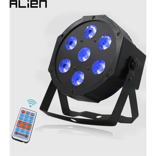 ALIEN 7*18W RGBWA UV 6IN1 LED DMX Par Lights DJ Disco Party Stage Lighting Effect Holiday Xmas Wedding Wash with Remote Control