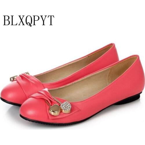 Large Size 34-47 Womens Fashion Shoes Woman Flats Spring Shoes Female Ballet Shoes Metal Round Toe Solid Casual Shoes 08-2