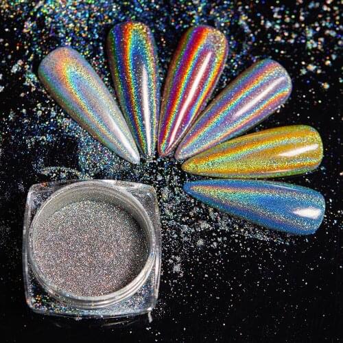 Nail Glitter for Nail Holographic Dip Powder Mirror Polishing Chrome Pigments Nail Art Decorations Laser Dazzling Dust