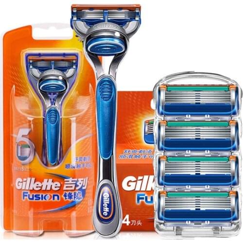 Genuine Gillette Fusion Razor 5 Layer Sharp for Safely Shaving Replacement Razor Blades Manual Straight Razor Face Care for Men