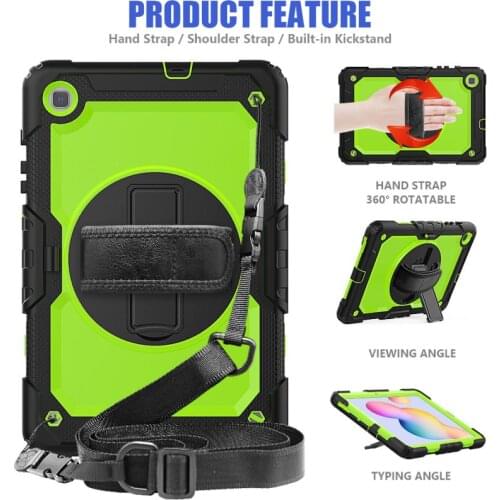 For Samsung Galaxy Tab S6 lite 10.4 P610 Case Kids Safe Foam Shockproof Shoulder Hand Strap Stand Tablet Cover