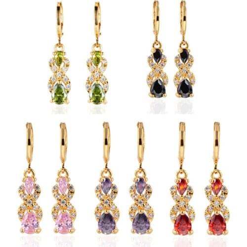 Hot Sale Teardrop Shape Cubic Zircon Crystal Rhinestone Women Wedding Water Drop Earrings High Quality Female Earring Jewelry