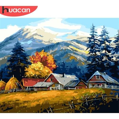 HUACAN Paint By Number House Hand Painted Paintings Art Drawing On Canvas Gift DIY Pictures By Numbers Scenery Home Decor