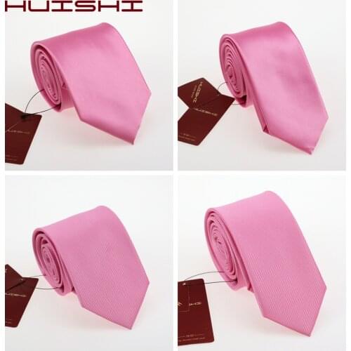 HUISHI New 6cm And 8cm Microfiber Waterproof Pink Tie For Wedding Mens Ties Silk Men Neck Tie For Male Wedding Party Business