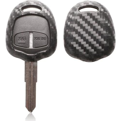 Bilchave Carbon Silicone Remote Car Key Case Cover Fob For Mitsubishi Outlander Colt LANCER Grandis Pajero Braid Keychain