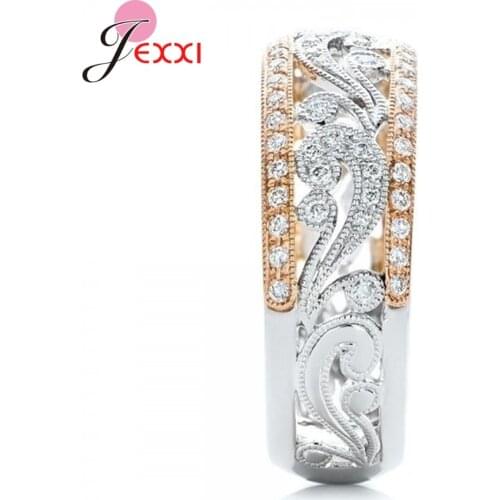 925 Sterling Silver Jewelry Hollow Flower Band Cubic Zirconia Rings for Women Engagement Dating Fashion Trendy Bijouterie