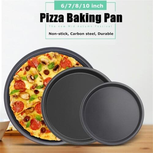 Round Pizza Plate Pizza Pan Deep Dish Tray Carbon Steel Non-stick Mold Baking Tool Baking Mould Pan Pattern 6 8 9 10 inch