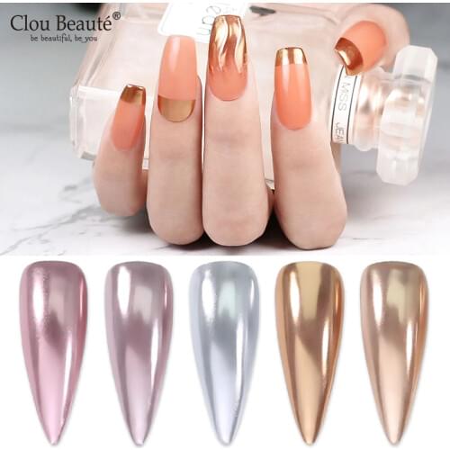 Clou Beaute Solid Magic Mirror Powder Rose Gold Sliver Dust Sequins Nail Art Glitter Powder Nail Metallic Nail Art Decoration