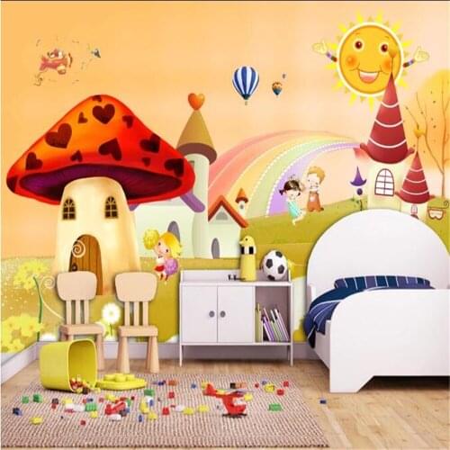 Milofi custom large non-woven wallpaper mushroom room beautiful cartoon childrens room background wall painting