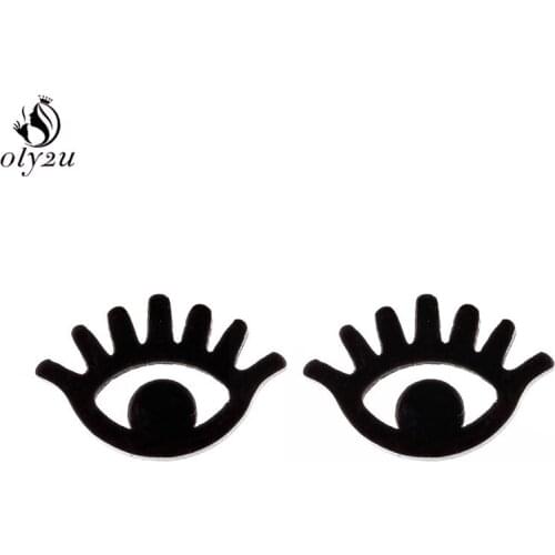 Oly2u Mini Stainless Steel Ear Jewelry Lovely Eyes Stud Earrings for Women Girls Fashion Small Earing 2019 Kids Brincos Gift