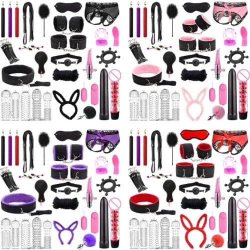 Fetish Games Erotic Accessories Safe BDSM Restraint Kit Beginners Sm Bondage Sex Toys Set Candle for Couples Womens Mens