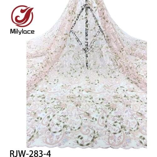 Latest Embroidered French Nigerian Tulle Lace Fabric with Sequins Net Lace Fabric for Party 5 Yards RJW-283
