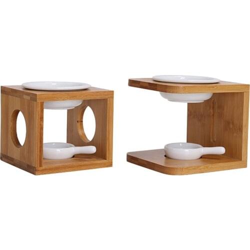 Newest Arrival Wooden Essential Oil Burner Scented Wax Melt Combuster with Candle Holder, Aromatherapy Aroma Inflamer