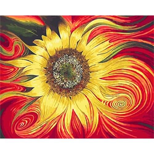 PAINTBOY Sun Flower Framed Pictures DIY Painting By Numbers Acrylic Painting On Canvas Wall Art For Living Room Home Decor