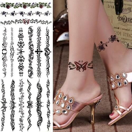 Fake Butterfly Vine Flower Temporary Tattoos For Women Men Realistic Christ Cross Tribal Totem Tattoo Sticker Body Art Tatoos