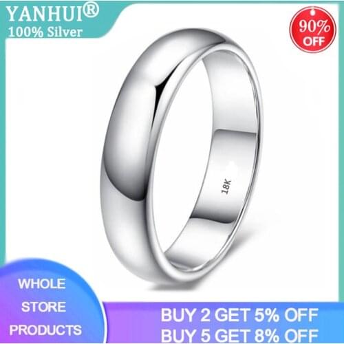 Sale at a loss! Never Fade Original Solid Stainless Steel Rings 18K White Gold Gloss Rings For Women And Men Simple Couple Rings