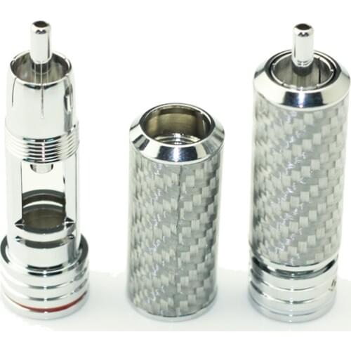 4Pieces Carbon Fiber RCA Audio Plug Rhodium Plated RCA connectors plug