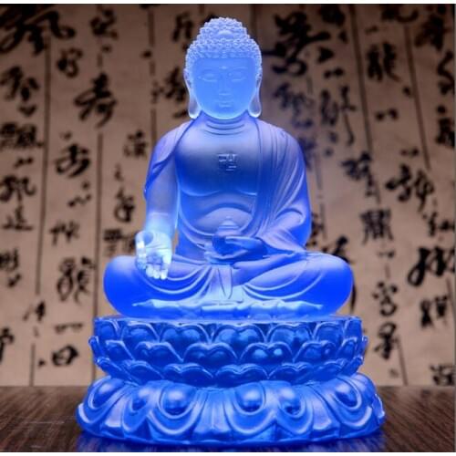 Glass Buddha statue ornaments crafts Zen pharmacists Buddhist temple monastery temple decorations