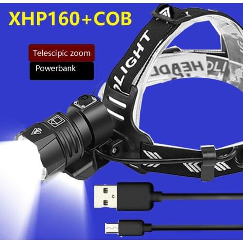 Super XHP160 Most Powerful Led Headlamp XML-T6 High Power Led Headlight 18650 Rechargeable Head flashlight Usb Fishing Head Lamp