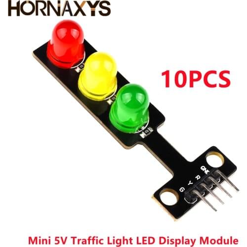 10pcs Mini 5V Traffic Light LED Display Module for Arduino Red Yellow Green 5mm LED RGB Traffic Light
