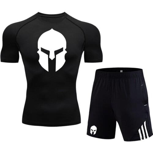 Top 2 Sets Of Mens Compression Sportswear MMA Tactical Leggings 2021 New Spartan Gym Track Suit Brand Mens Clothing