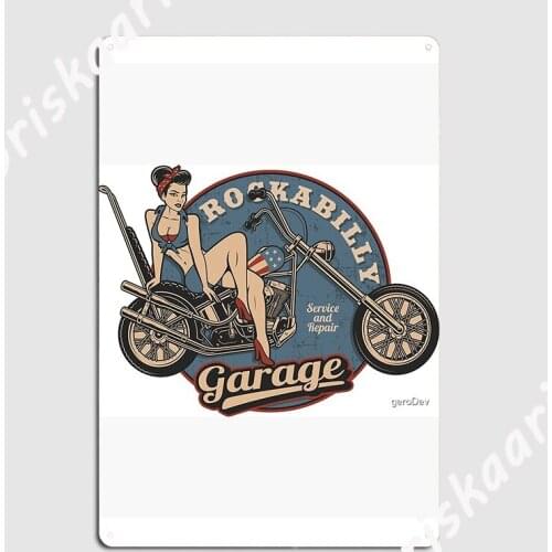 Vintage Sticker Girl On Bike Service Metal Plaque Poster Club Party Mural Mural Painting personalized Tin sign Poster