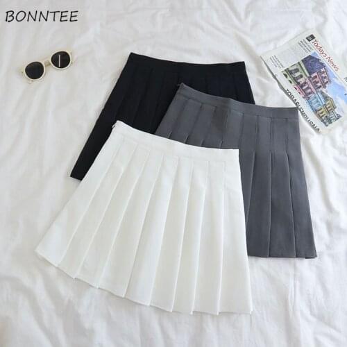 Skirts Women Folds Casual Fashion Lovely Loose Mini Sexy Ladies Elegant Retro Simple All-match Soft Students Ulzzang Chic Ins