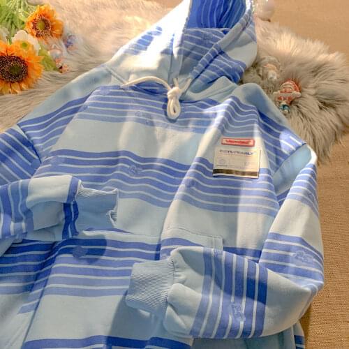 American Casual Striped Hoodies Women New Hip Hop Streetwear Sweatshirt 2021 Autumn Korean Fashion Oversized Clothes for Teens