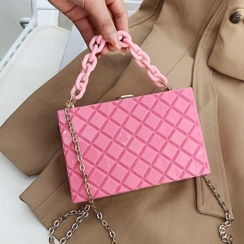 Summer Candy Color Women Acrylic Purse Cute Crossbody Bags 2021 New Box Shape Handbags Evening Clutch Events Chain Shoulder Bag